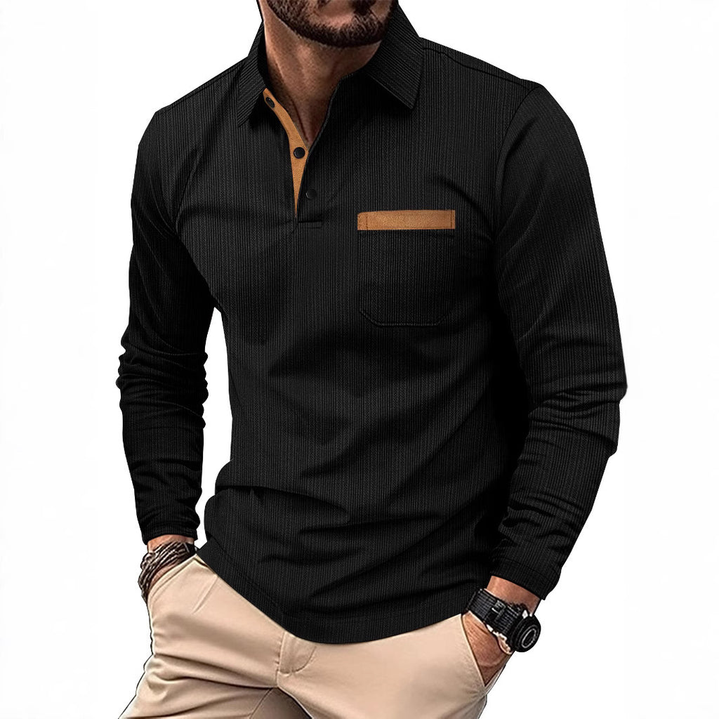 Long Sleeve Lapel Men's Polo Shirt