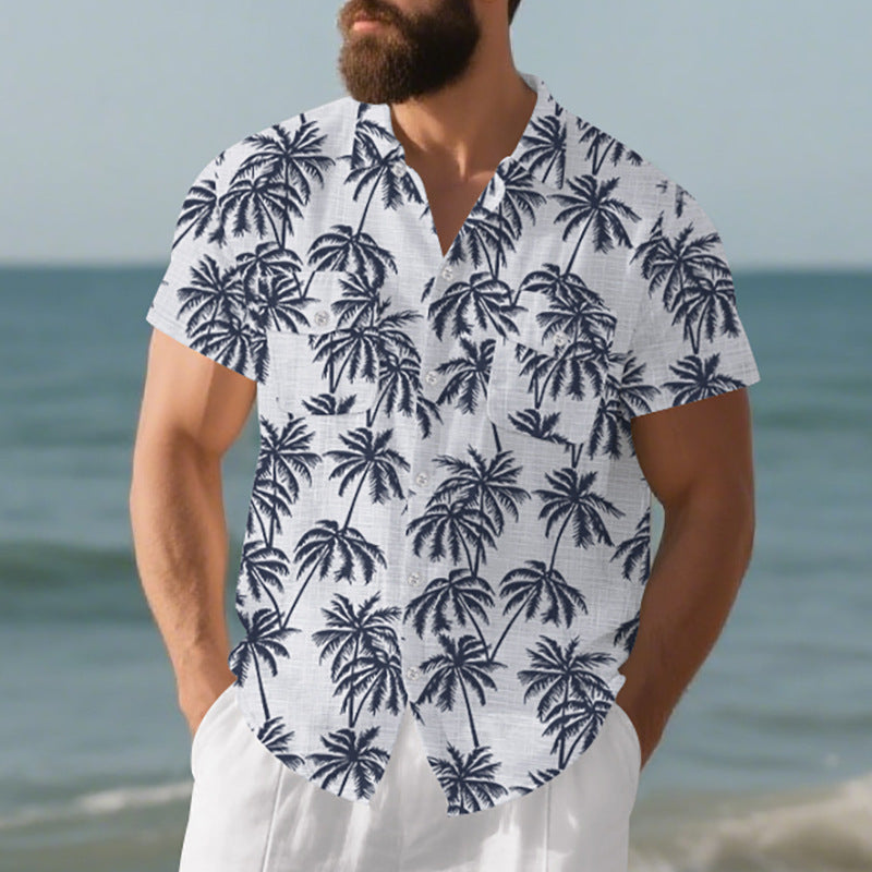 European And American Men's Beach Short Sleeve shirt