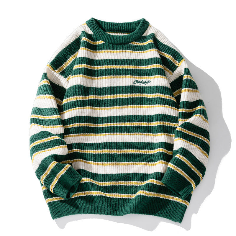 Striped Heavy Thick Needle Sweater Men