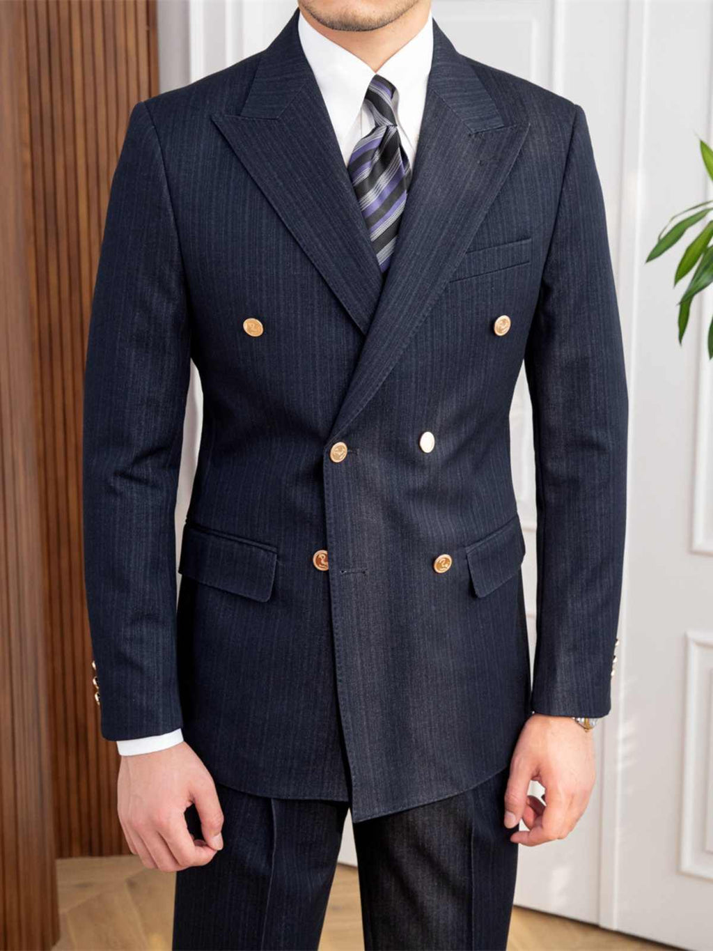 Autumn Style Double Breasted Slim Fit Suit
