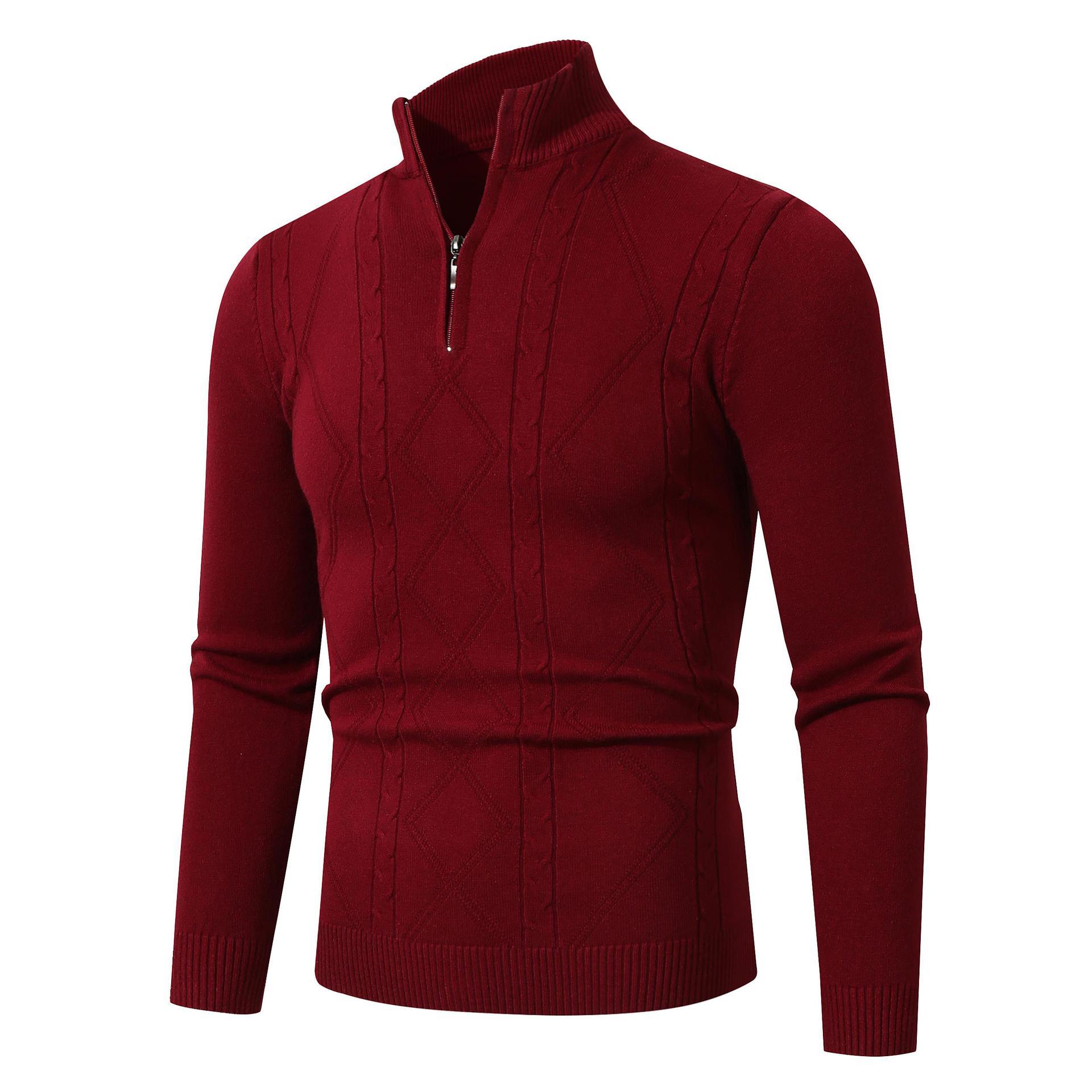 Men's Casual Stand Collar Long Sleeve Half Zipper Sweater
