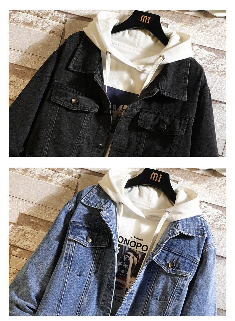 Embroidered Hole Plus Size Men Denim Jacket