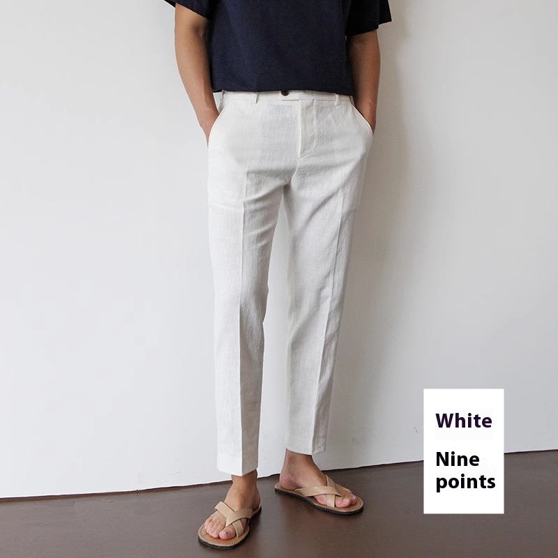 Cotton Cropped Linen Trousers