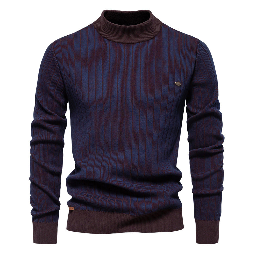 Half Turtleneck Slim Striped Men's Pullovers