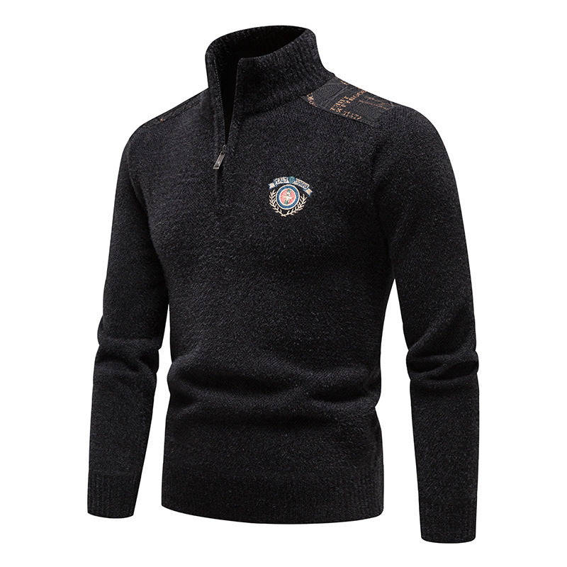 Velvet Stand Collar Thickened Men's Sweater