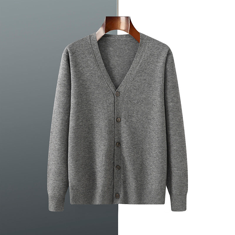 V-neck Knitted Cardigan Coat Men