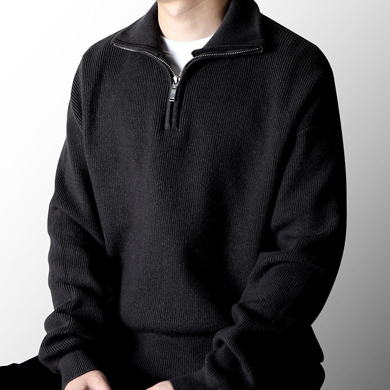 Half Zipped Stand Collar Sweater Men