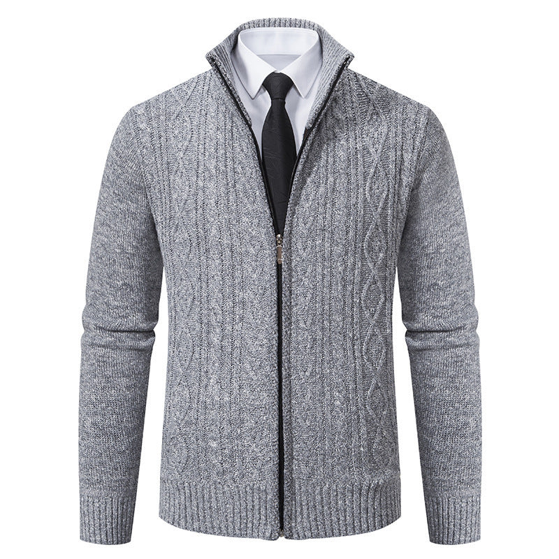 Men's Stand Collar Casual Cardigan Sweater Coat