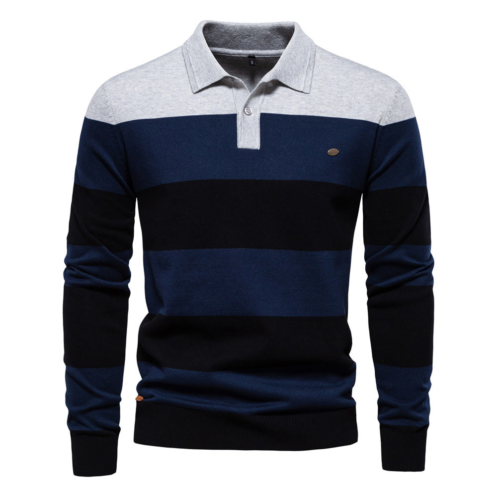 Men's Long Sleeve Polo Collar Sweater