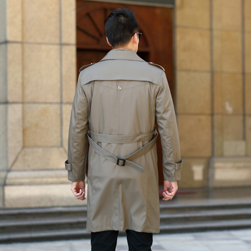 Men's Long Detachable Wool Liner Double Breasted Windbreaker coat