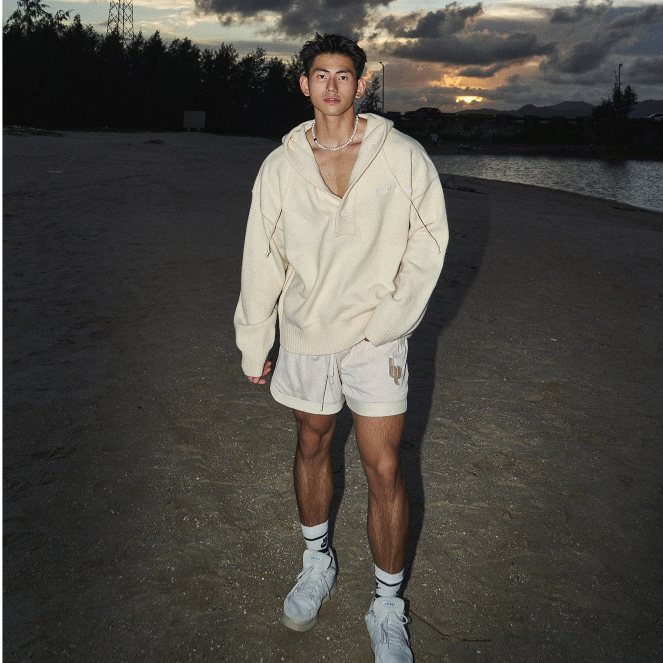 American Simple Embroidery Knitting Hooded Sweater