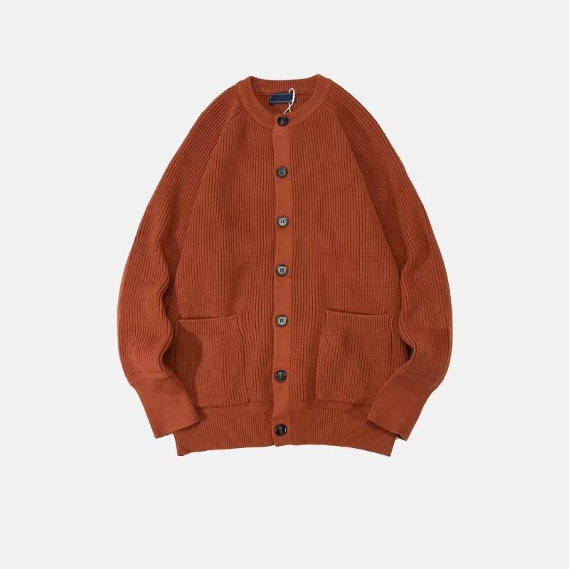 Men's Round Neck Loose Casual Black Sweater