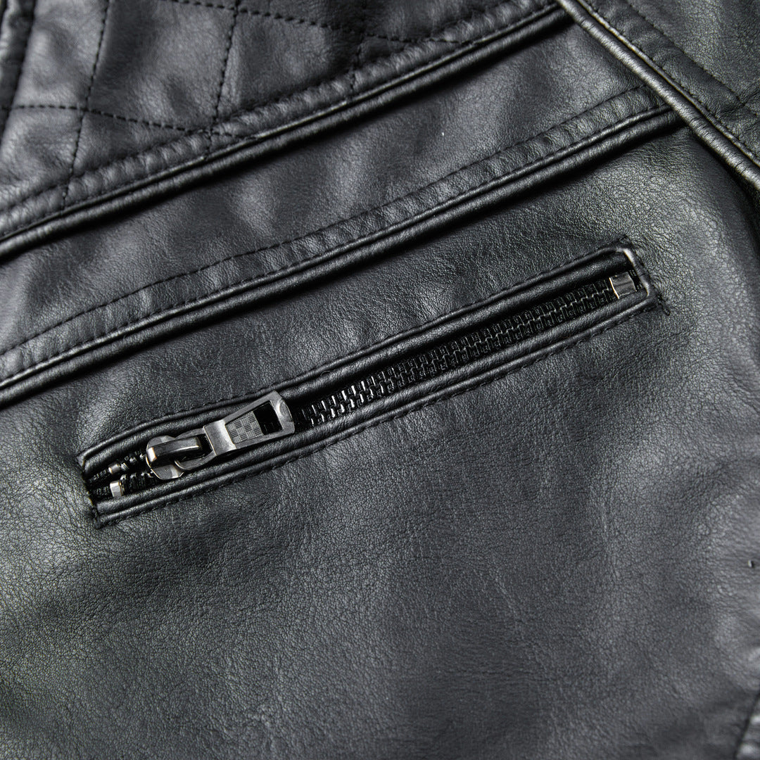 Men's Vintage Washed Faded Edge Stand Collar coat