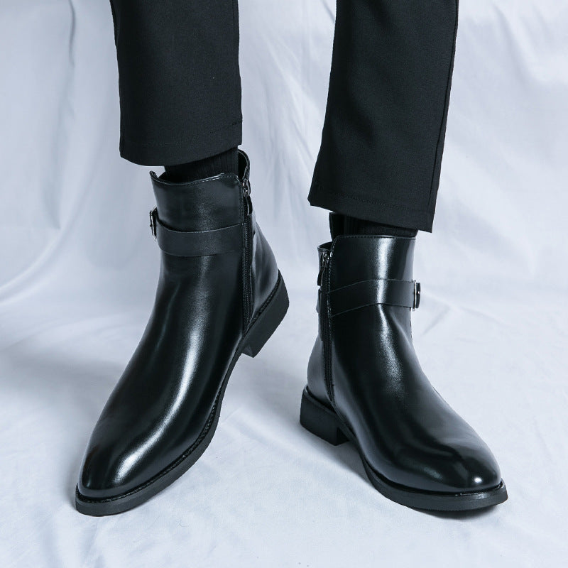 Men's High-top Leather chelsea boots