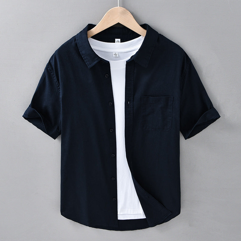 Thin Menswear Linen Short Sleeve Shirt