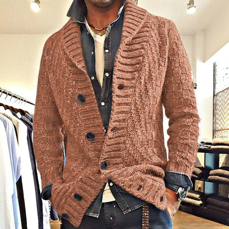 Polyester Men's Long-sleeved Thick Needle Sweater