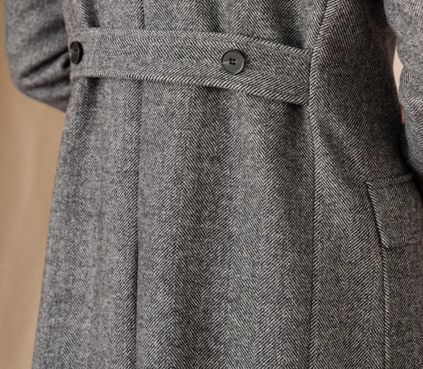 Wool Herringbone Italian Double-row Polo Coat
