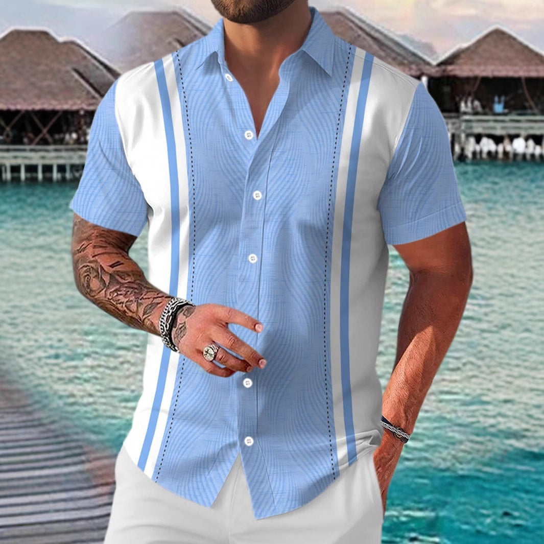 Casual All-matching Geometric Short Sleeve Shirt