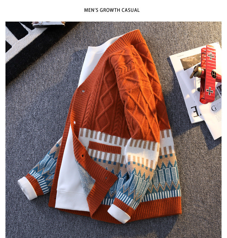 Knitwear All-match Loose Contrast Color Warm sweater