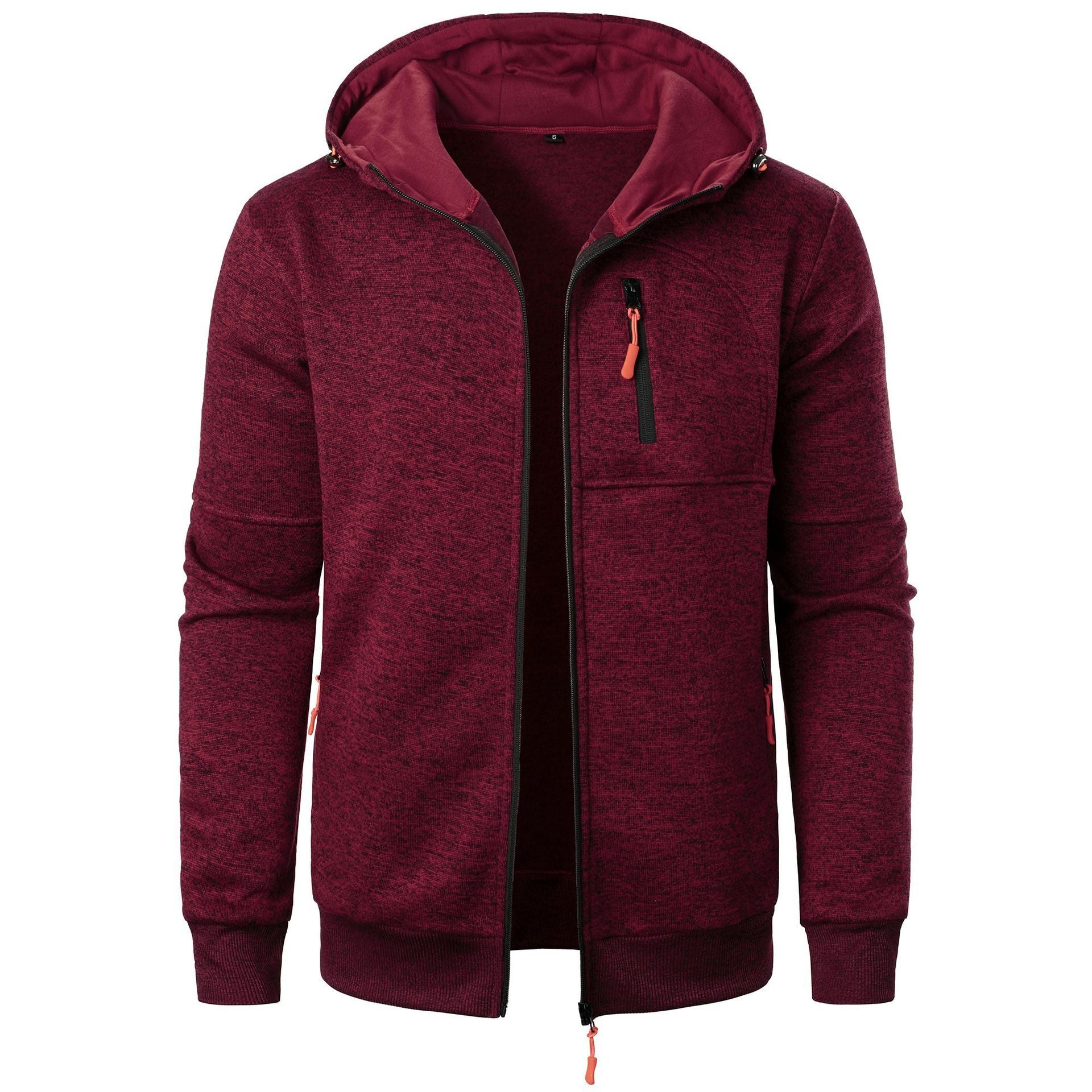 Men's Sports Casual Jacquard Hooded Jacket Knitted Cardigan