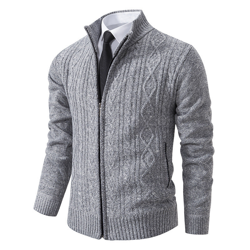 Men's Stand Collar Casual Cardigan Sweater Coat
