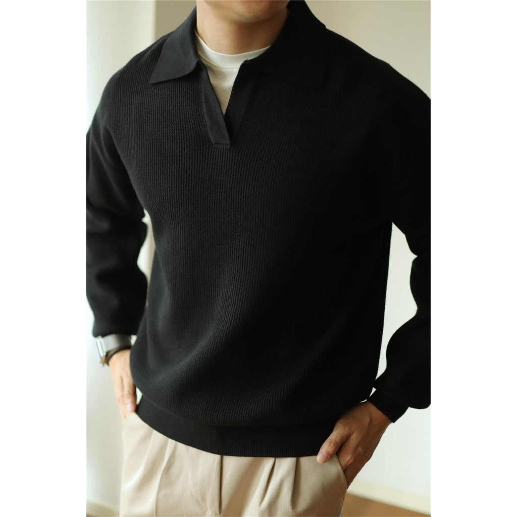 Lapel Warm Men's Long Sleeve Base sweater