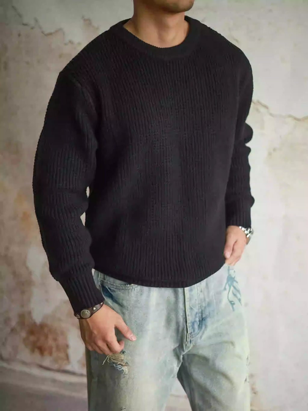 Pullover Crew Neck Sweater Men