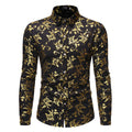 Men's Basic Style Bronzing Flower Shirt