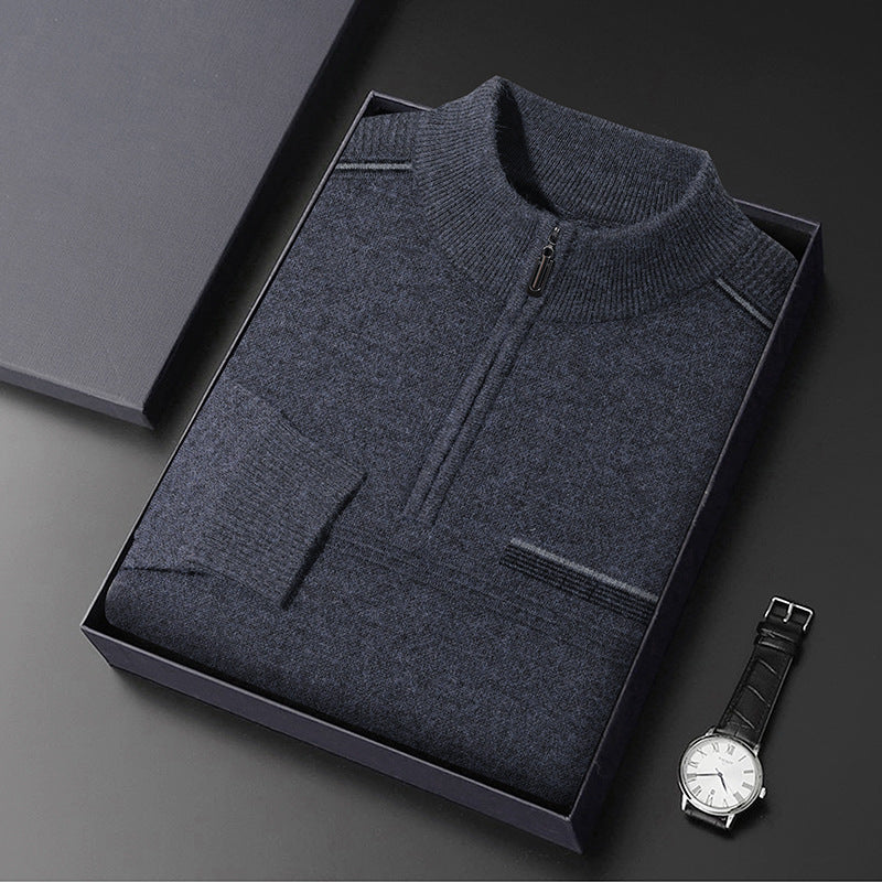 Men's Half-turtleneck Zipper Sweater For Middle And Elderly aged