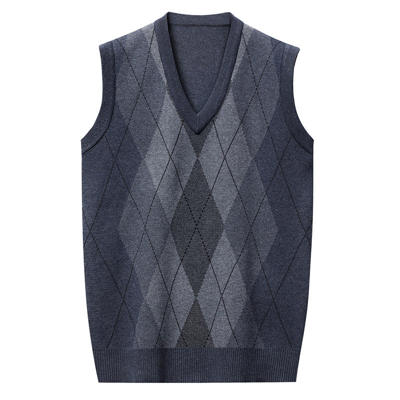 Men's Sleeveless Knitted Sweater Casual Plaid Vest