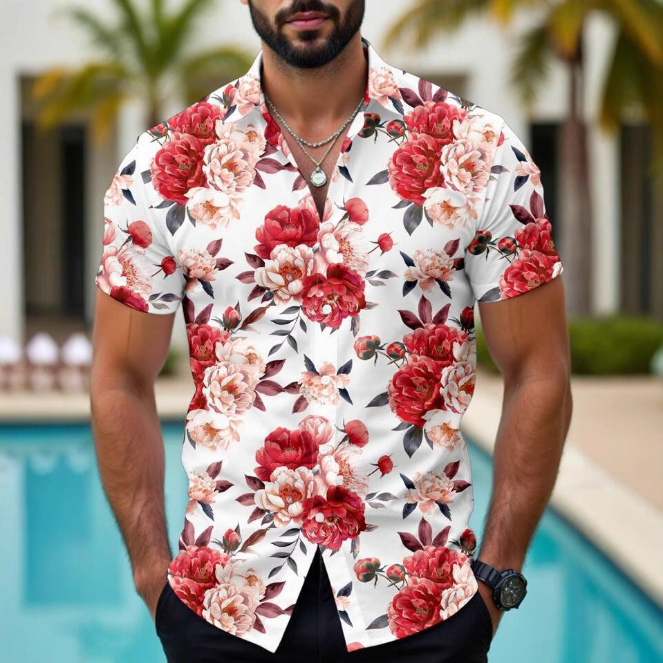 Hawaiian Tropical Floral Printed Casual Men's Shirt