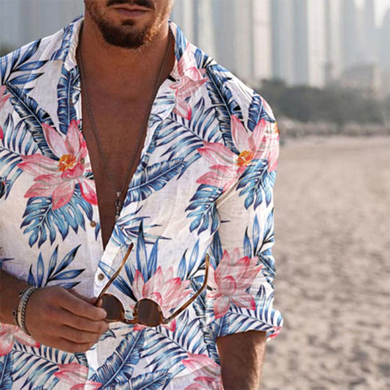 Men's Printed Beach Style Long Sleeve shirt
