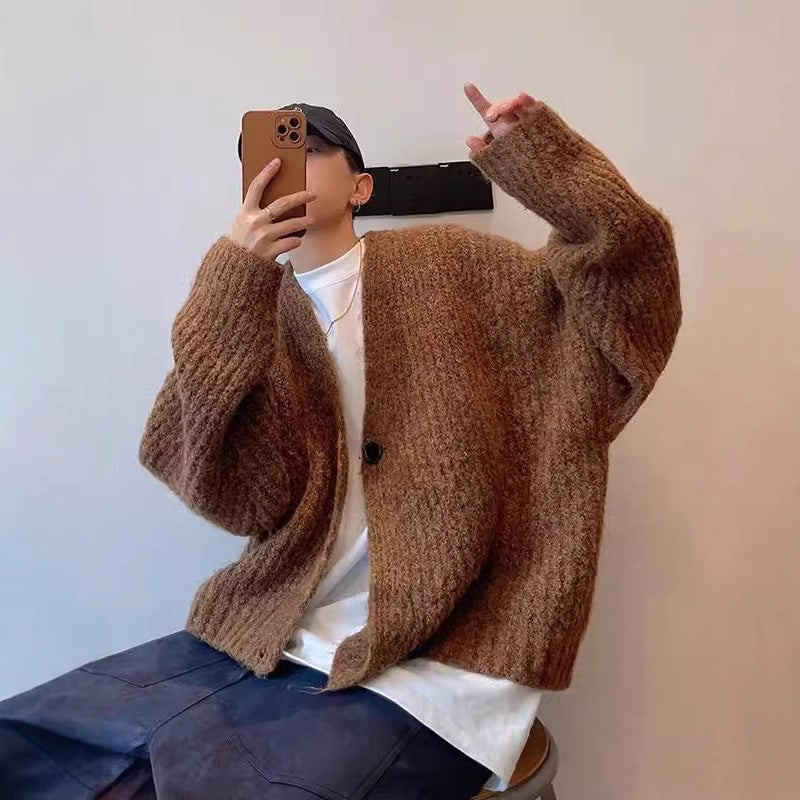 Vintage Loose Knitted Cardigan Sweater Warm Coat