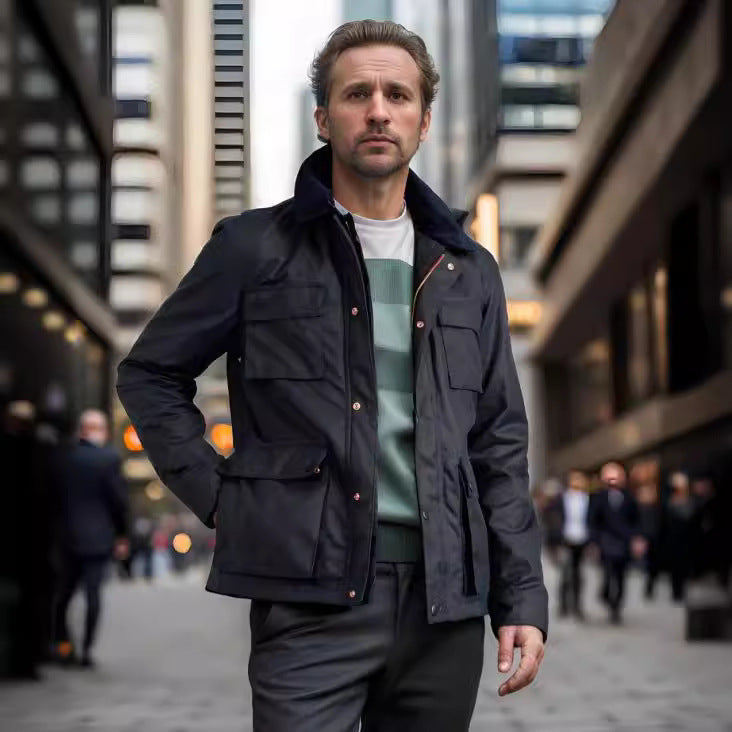 Solid Color Zipper Jacket Men