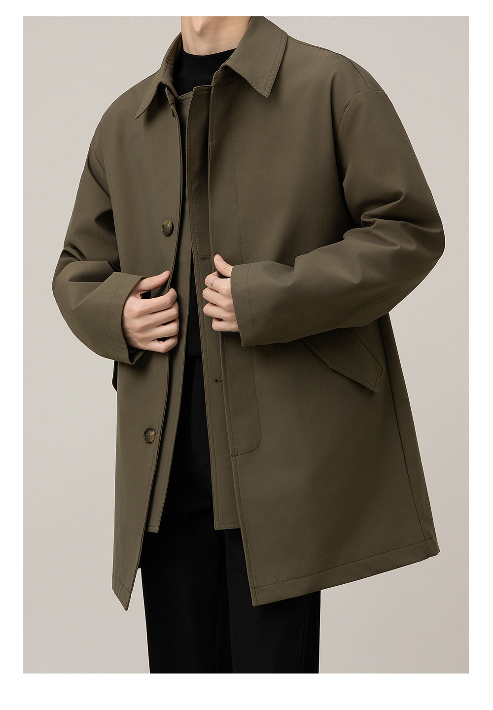 Casual Loose Mid-length Men's Duster trench coat