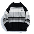 Japanese Style Men's Vintage Stripe Round Neck Sweater