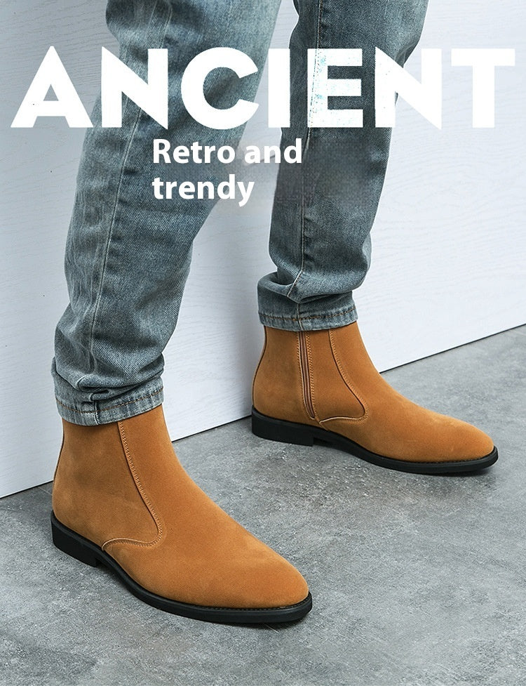 Suede Chelsea Men's British Casual High Top Ankle Boots