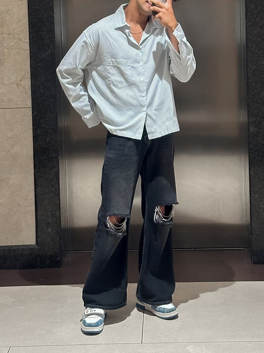 Men's Casual Striped Long-sleeved Shirt