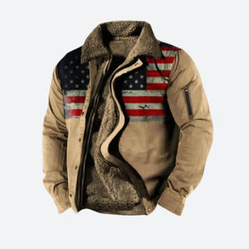 Thickened Side Seam Casual Zipper Loose Cotton Jacket Men