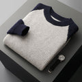 Men's Color-block Crew Neck Ingot Needle Thickened Knitting Wool Base sweater