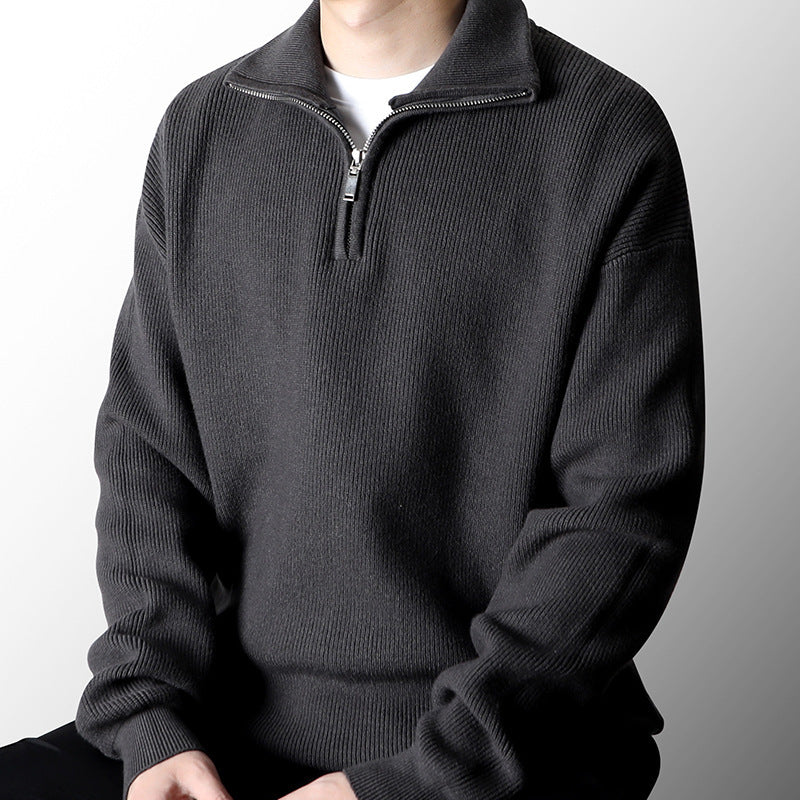 Half Zipped Stand Collar Sweater Men