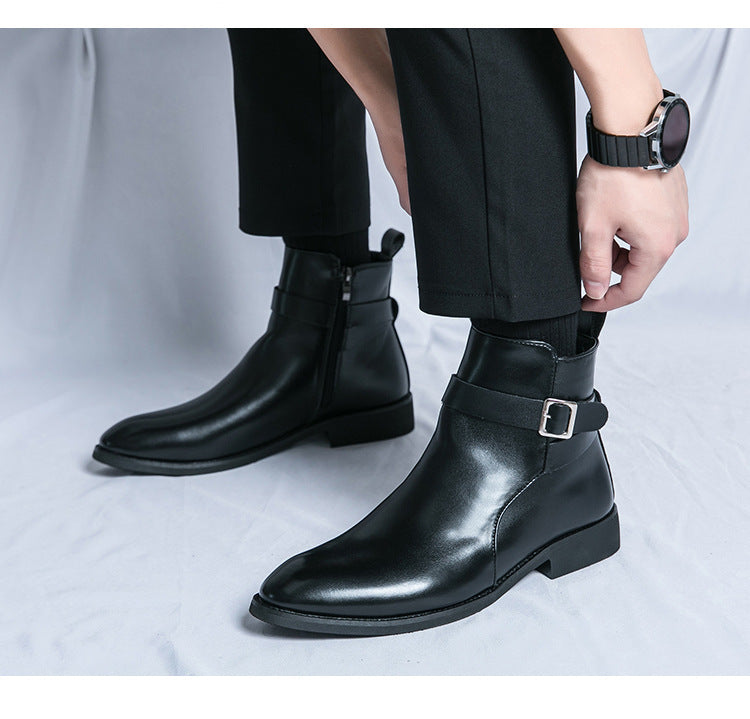 Men's High-top Leather chelsea boots