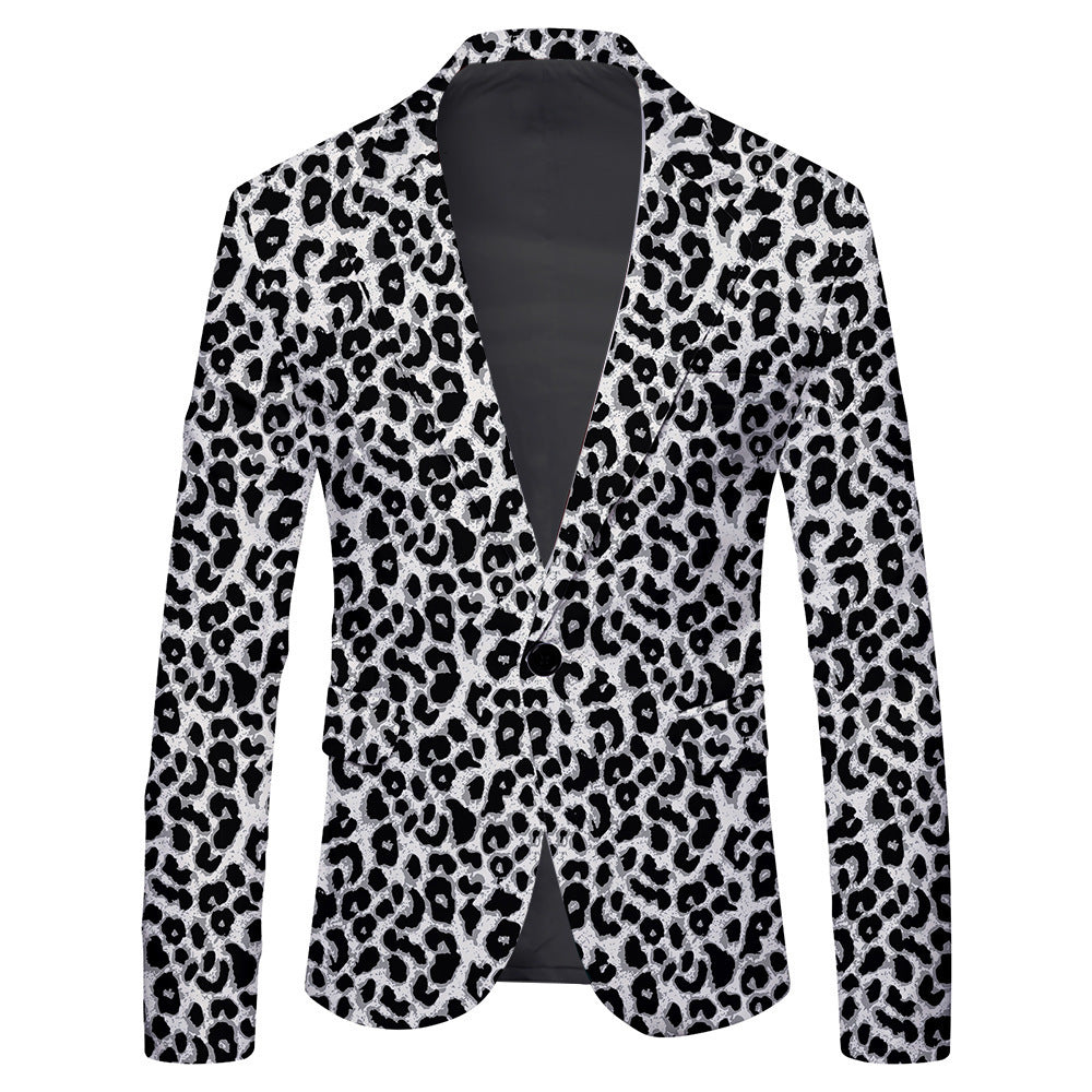 Men's Single Row One Button Polka Dot Printing Casual Suit Jacket