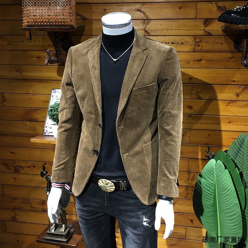 Corduroy Men's Business Slim Fit Casual Small Suit