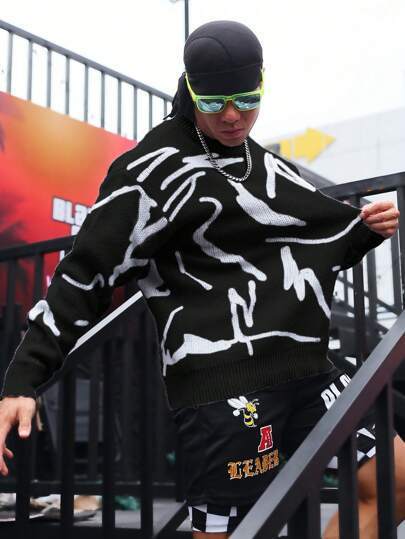 Men's Autumn And Winter Loose Round Neck Knitted Long-sleeved Jacket