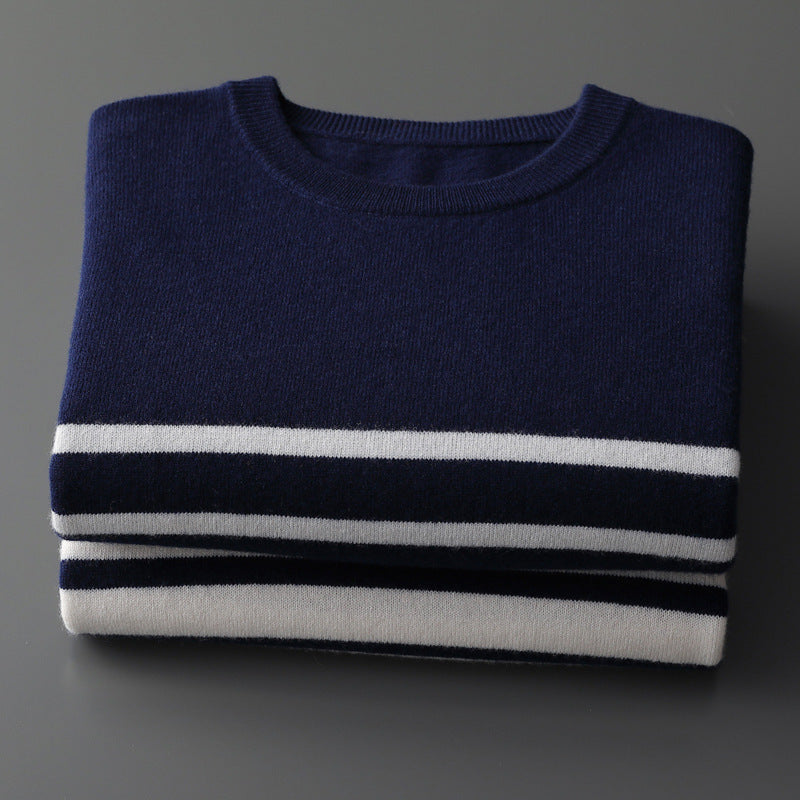 Colorblock Loose Knitted Sweater For Men