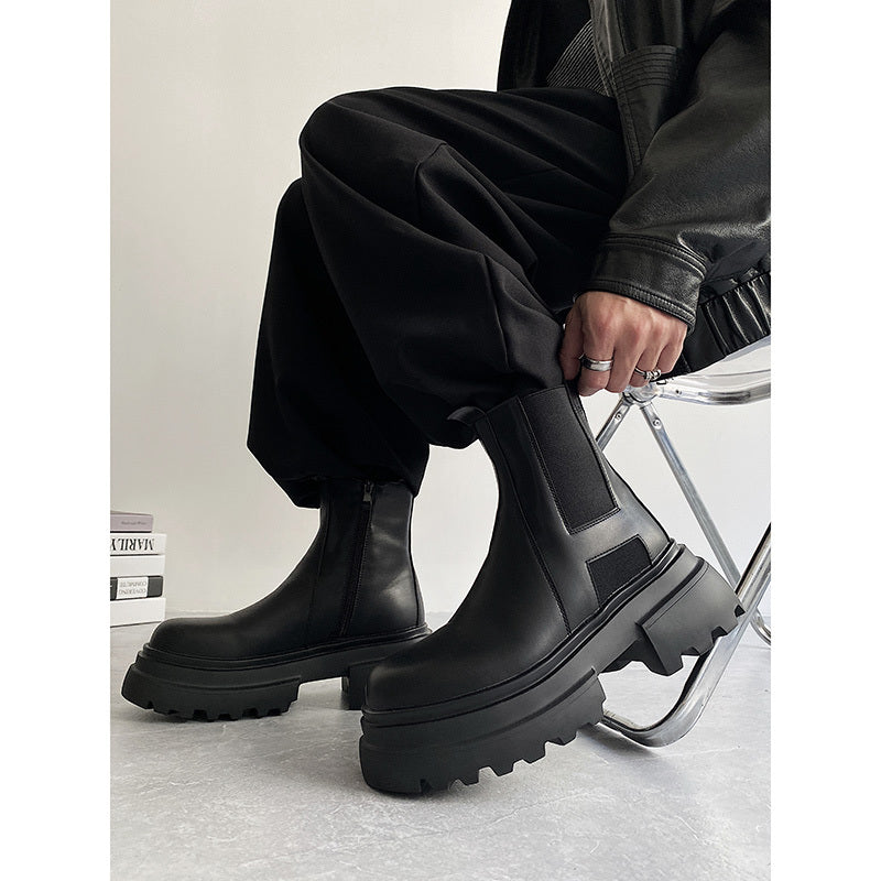 Autumn And Winter Leather Martin Boots High-top Leather Fleece-lined boots