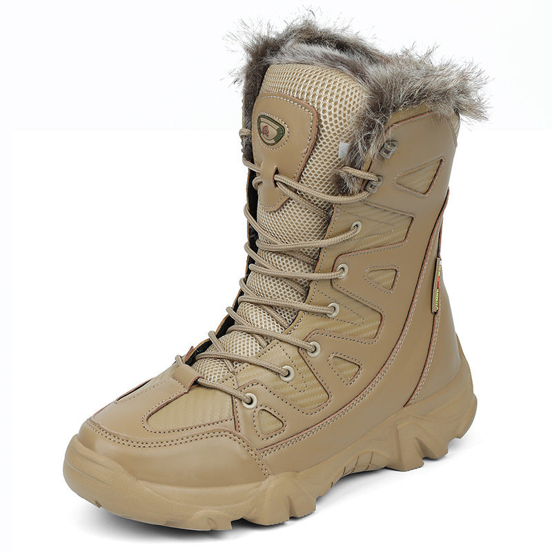Snow  Cotton Boots Winter High-top Fleece-lined Warm Slugged Bottom Lace-up boots