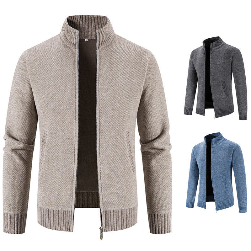 Velvet Sweater Zipper Cardigan Slim Jacket Coat