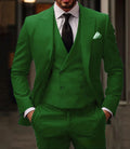 Green Plus-sized Three-piece Groom Suit